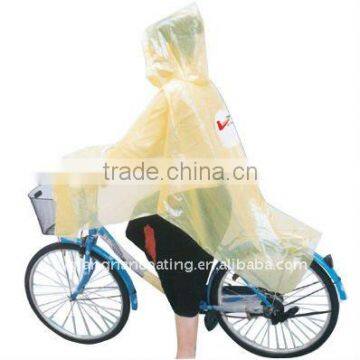 Waterproof dispoable clear cheap men's yellow bike rain poncho