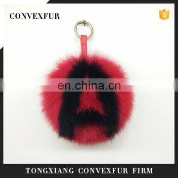 Genuine real fox fur ball pompom keychain handbag pendant keyring