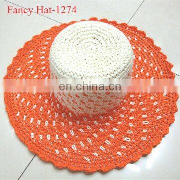 Custom Newest Lady Paper straw hat orange more style wholesale