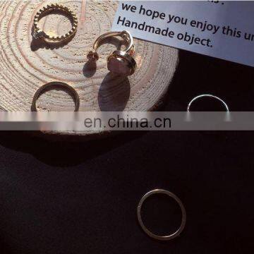 5PCS/Set Fashion Jewelry Special Pink Stone Rings For Women Knuckle Joint Ring Set photo-2
