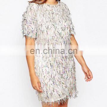 Top sell fashion women dress with feather design