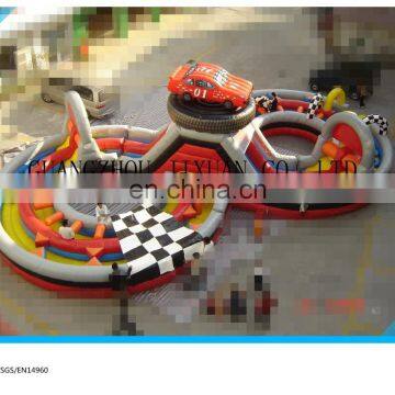 racing car giant adult inflatable obstacle course