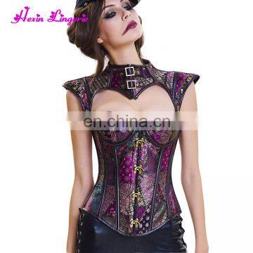 High Quality Halloween Women 16 Fish Boned Purple Lumber Corset Gothic