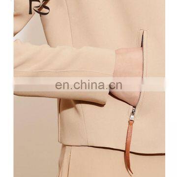 Fancy Stretch Crepe Neutral Classic Moto Jacket photo-4