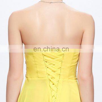 Grace Karin Strapless Sweetheart Long Chiffon Cheap Yellow Prom Dress Patterns CL6002 photo-6