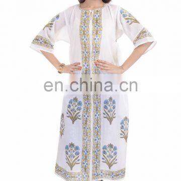 Women Cotton Printed Long Dress Floral Block Print Tunic Manufacturer