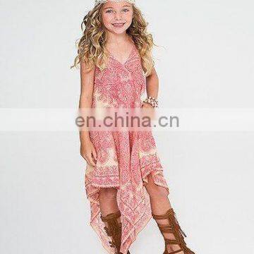 Pink & Tan Paisley Handkerchief Dress - Kids & Tween