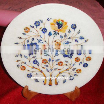 Pietra Dura Marble Inlay Decorative Plate Antique Plate