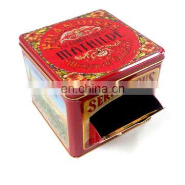 FDA Food Grade Custom Design Biscuit tin; Crackers Square Metal Tin Boxes With Door