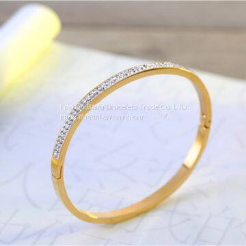 Gold Rose Gold Silver PVD Plating Womens Mens Rhinestone Stainless Steel Bracelet Armb?nd Esposas