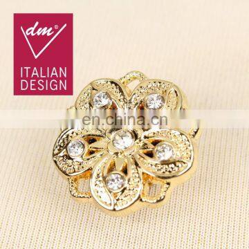 Hot selling rhinestone gold button for garments