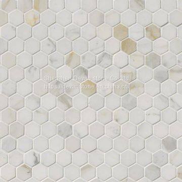 Hexagon Mosaic Calacatta Gold Bathroom Marble Mosaic photo-5