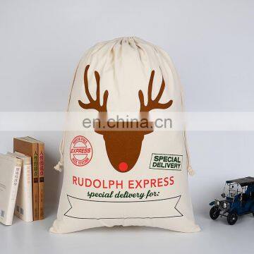 October Newest Christmas Gift Bags Large Canvas Santa Sack Organic Heavy Canvas drawstring Bag