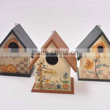 Custom color painted wooden bird house small wood birdcage