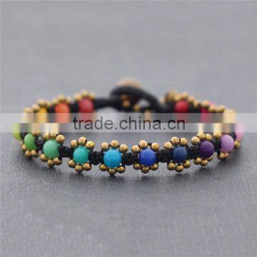 Guangzhou wholesale colorful stone wax string woven bead bracelet XE09-209