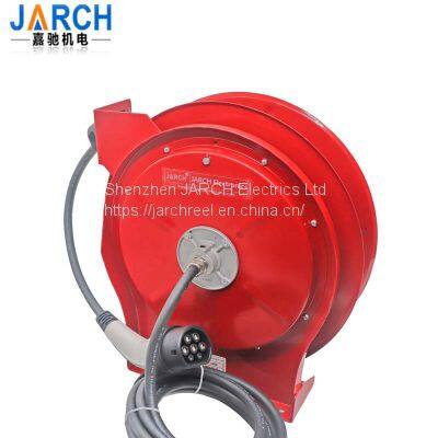 Retractable ev cable reel for electric vehicle charging