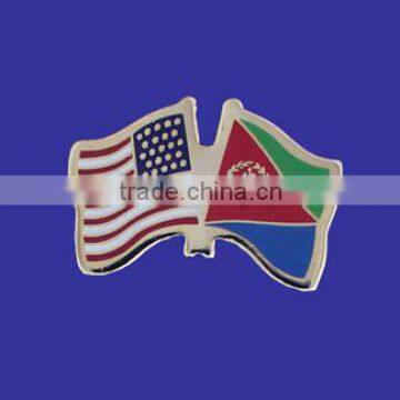 Custom design high quality cloisonne hard enamel filled USA Eritrea World Flag Lapel Pin