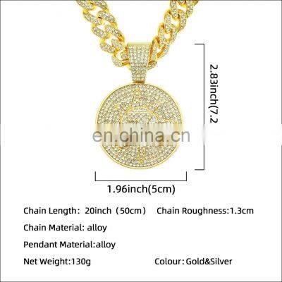 Hiphop Round Shape Pendant Charms 14k Gold Plated Tennis Chain Photo Pendant