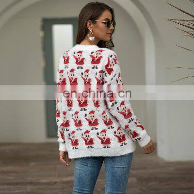 Custom Oversized Women Knit Pullover Ugly Christmas Sweater With Santa Claus Pattern photo-5