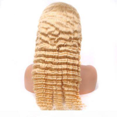 Wholesale 130density 18inch 613 lace front wig deep wave 13*4 brazilian human hair