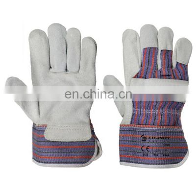 Men work gloves/Pakistani Welding working gloves/ work gloves made of cow split leather back cotton with rubberized cuff