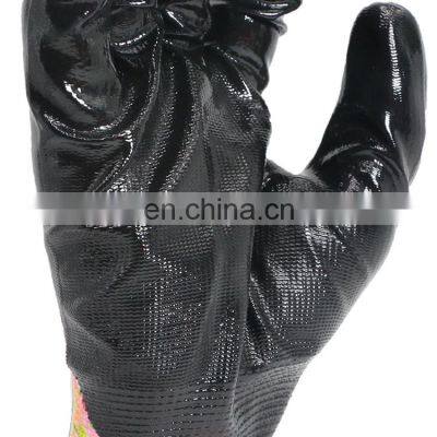 China Comfortable Breathable Flower Print Garden Nylon Shell Nitrile Work Gloves Wholesale photo-4