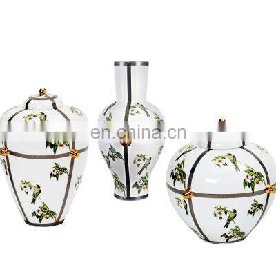 Luxury New Chinese Ceramic Cabinet Table Decoration On-glazed Large Ceramic Storage Jar with Lid