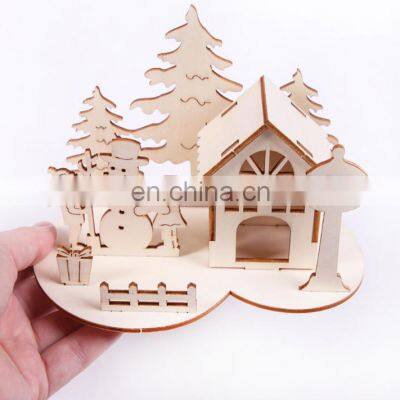 Christmas desktop ornaments Santa Claus snowman house 3D puzzle ornaments decoration