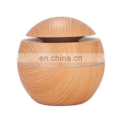 Mini USB Wooden Grain Round Shape Portable Diffuser Ultrasonic Air Humidifier