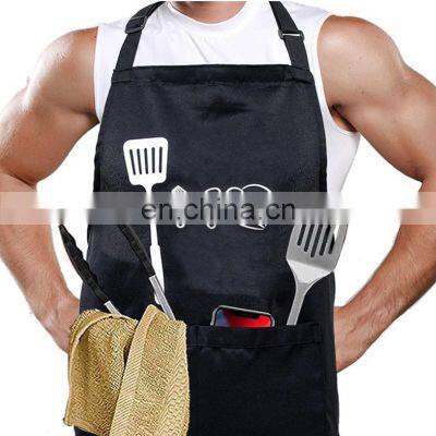 Wholesale Custom Made Logo Printing Adjustable Polyester Durable Kitchen Apron For Cook With Pockets and Hats photo-2