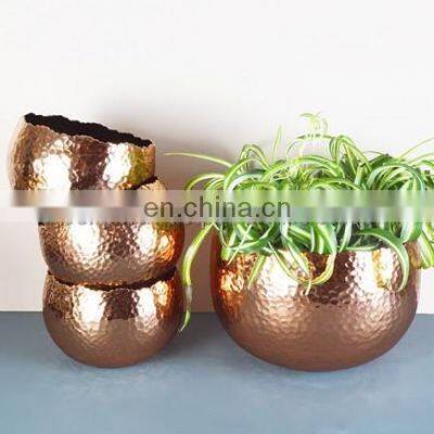 copper plated hammered bowl planters