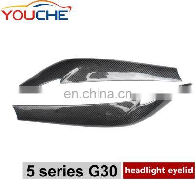 Carbon fiber headlight eyebrows eye lids for BMW 5 series G30 2017-2019