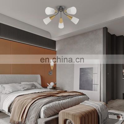 HUAYI Factory Outlet Sale Luxury Glass Modern Hotel Indoor Fixture Bedroom E14 Ceiling Light