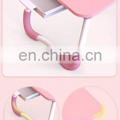 Foldable Bed White Black Brown Pink Green Blue Cartoon Wood Educational Waterproof Small Students Office Computer Desk With Cup photo-3