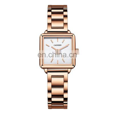 CADISEN 2043 Charm square quartz stainless steel japan movt. quartz latest wrist watch for ladies girl hand watch