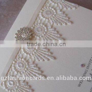 Custom Personal Lace Wedding Invitation With Buckle photo-2