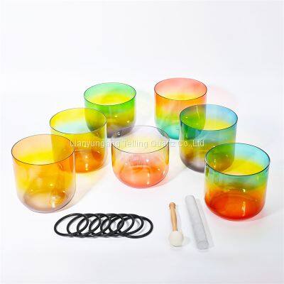 Rainbow Clear Crystal Quartz Crucible Transparent Singing Bowls Healing photo-5