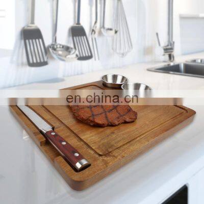 Custom Premium Steak Cutting Board 100% Acacia Wood Steak Knife And Cups photo-4