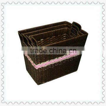 hand woven plastic laundry basket