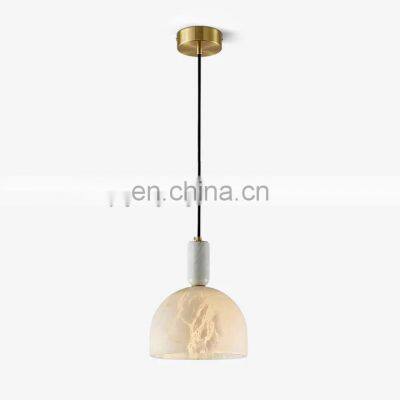 Restaurant bar natural alabaster pendant light suitable for cafe bedroom living room showroom lighting black metal pendant light