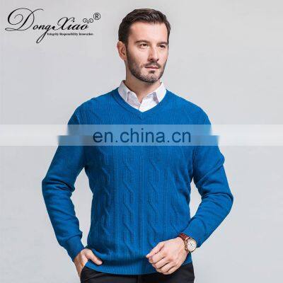 High-End Merino Wool V-Neck Pullover Sweaters for Men Wholesale Cable Knit Winter Style photo-4