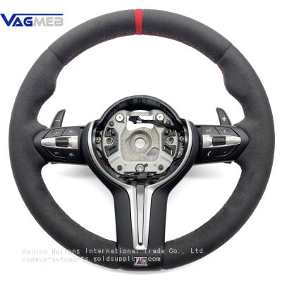 For BMW 3 /5 Series Full Alcantara Leather Steering Wheel With Paddles Button Assembly Accessories