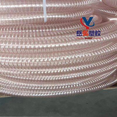 High temperature PU air ductIndustrial telescopic ventilation pipesPU vacuuming telescopic steel wire pipe, PU polyurethane corrugated hose