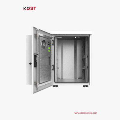 15U outdoor column cabinet power rack battery rack with 500W air conditioner 100AH battery bank