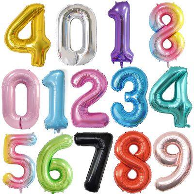 16 32 40 Inch Silver Gold Foil Number Balloons Digital Globos Birthday Wedding Party Decorations Ballons Baby Shower Supplies