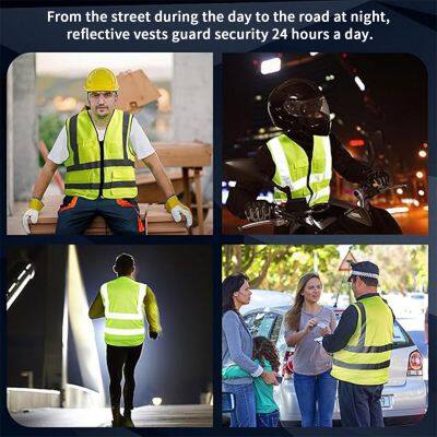 USA Wholesale Green or Yellow High Visibility Reflective Vest Safety Vest With Pockets Big Size For Traffic Construction Security Guard Biking photo-5