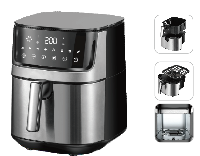 Friteuse électrique intelligente multifonctionnelle, entièrement automatique, sans fumée, visuelle et portable pour la maison (Wechat : 13510231336)