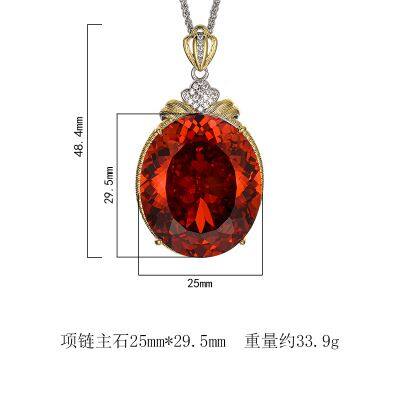 Hundred Cut Oval Pendant Necklace Sparkling 25*30mm Big Egg 5A Grade Stone With 55cm Neck Chain Fashion Jewelry Accessories photo-4