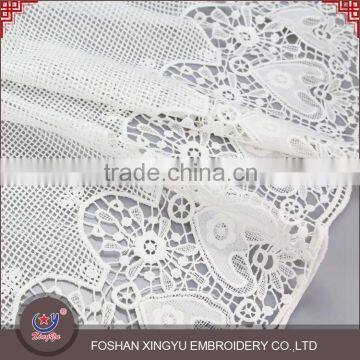 2015 New fashion promotional cutwork lace embroidery designs breathable mesh fabric