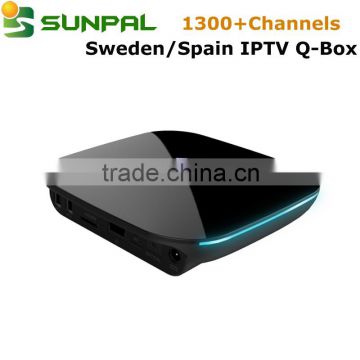 2016 hot selling IUDTV with globle iptv European IPTV account Q box Receiver iptv Swedish IPTV Channels for QBOX